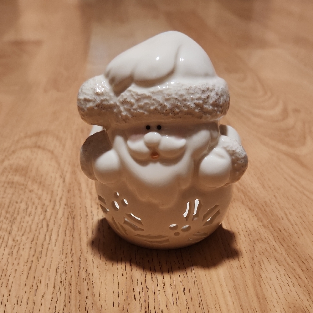 Lenox Vintage 2000 White Santa Tealight Holder Bright Christmas